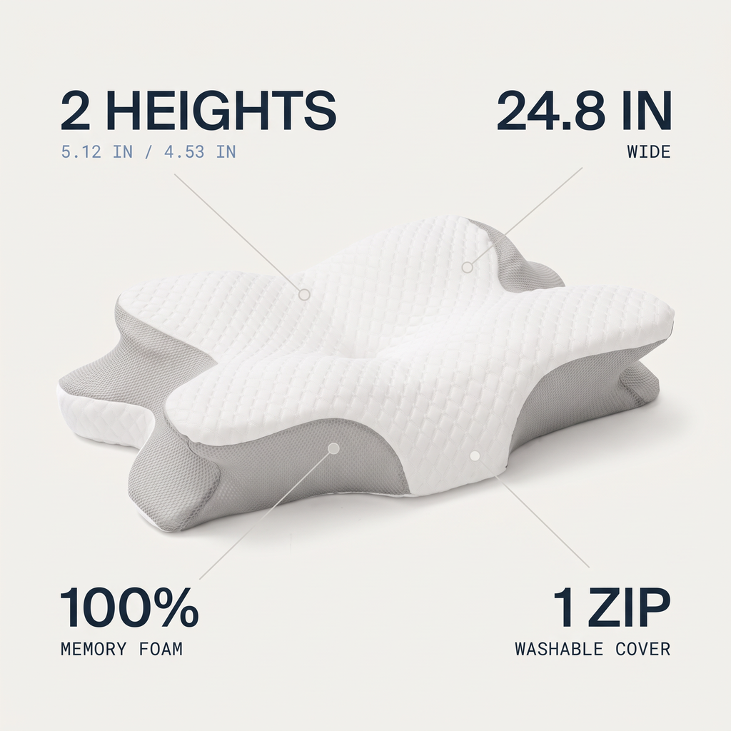 Cradle Pillow | Ergonomic Contour Memory Foam Pillow for Neck and Shoulder Support