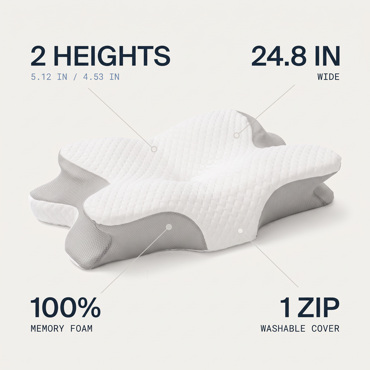 Cradle Pillow | Ergonomic Contour Memory Foam Pillow for Neck and Shoulder Support