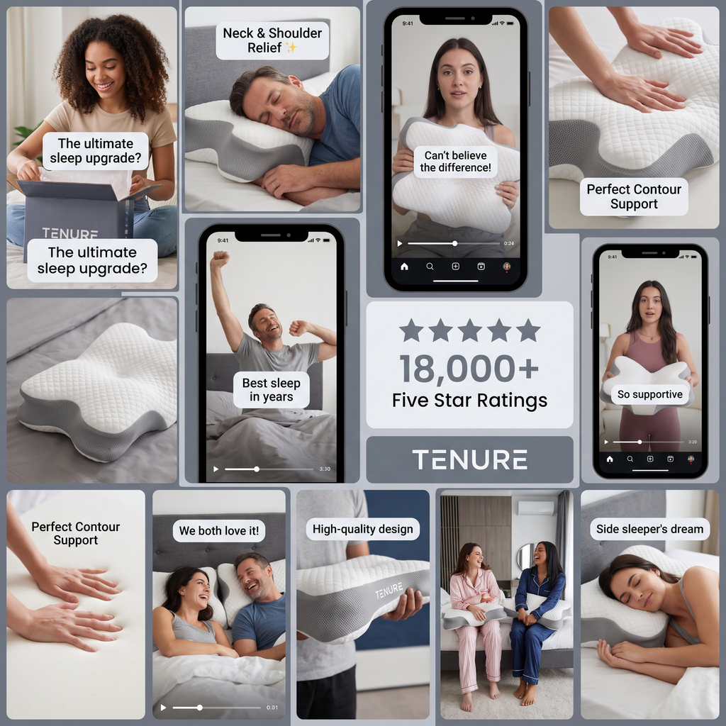 Cradle Pillow | Ergonomic Contour Memory Foam Pillow for Neck and Shoulder Support