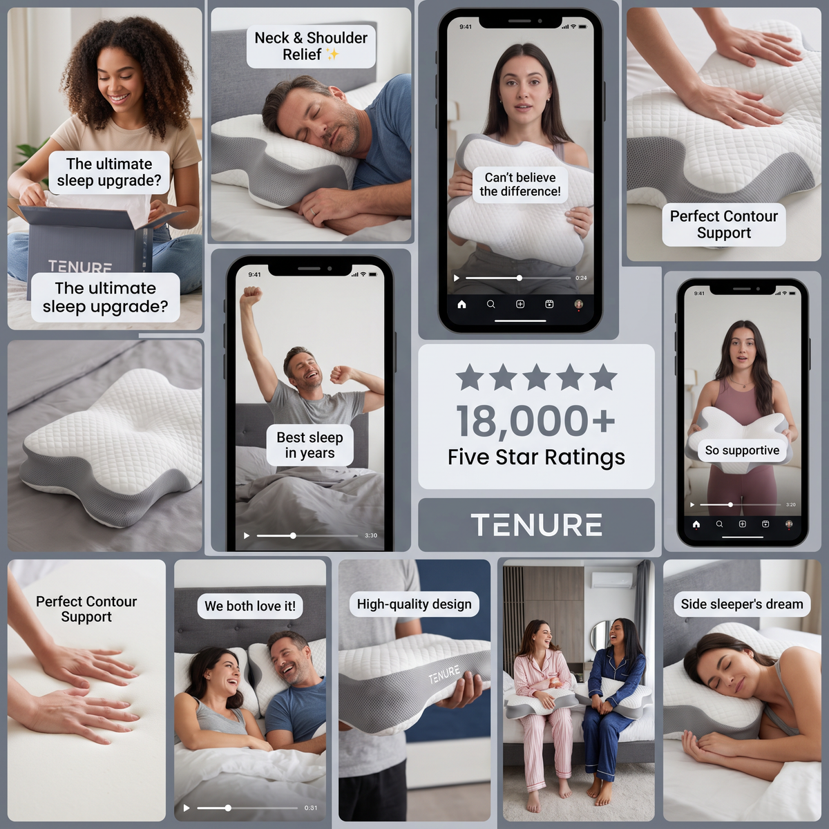 Cradle Pillow | Ergonomic Contour Memory Foam Pillow for Neck and Shoulder Support