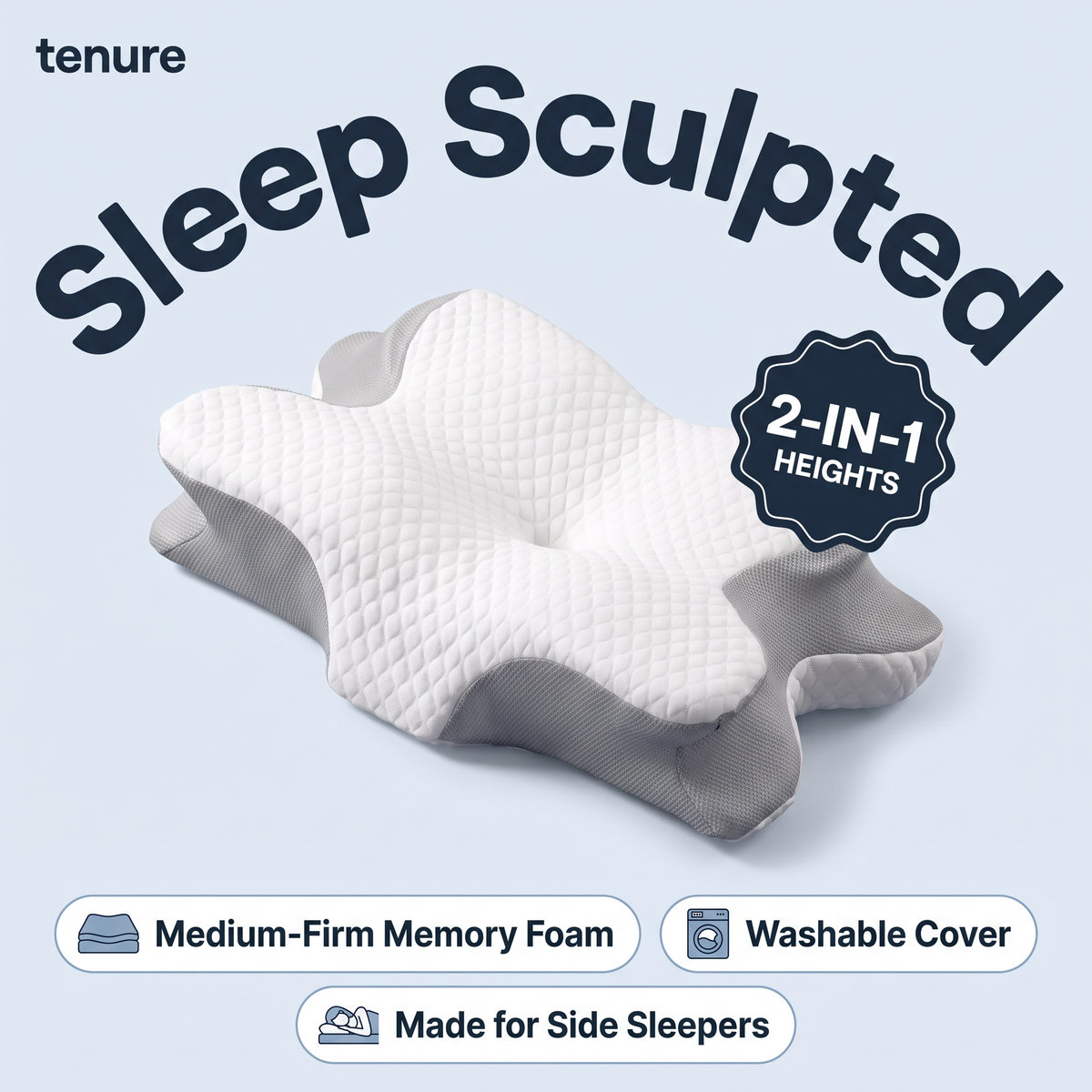 Cradle Pillow | Ergonomic Contour Memory Foam Pillow for Neck and Shoulder Support
